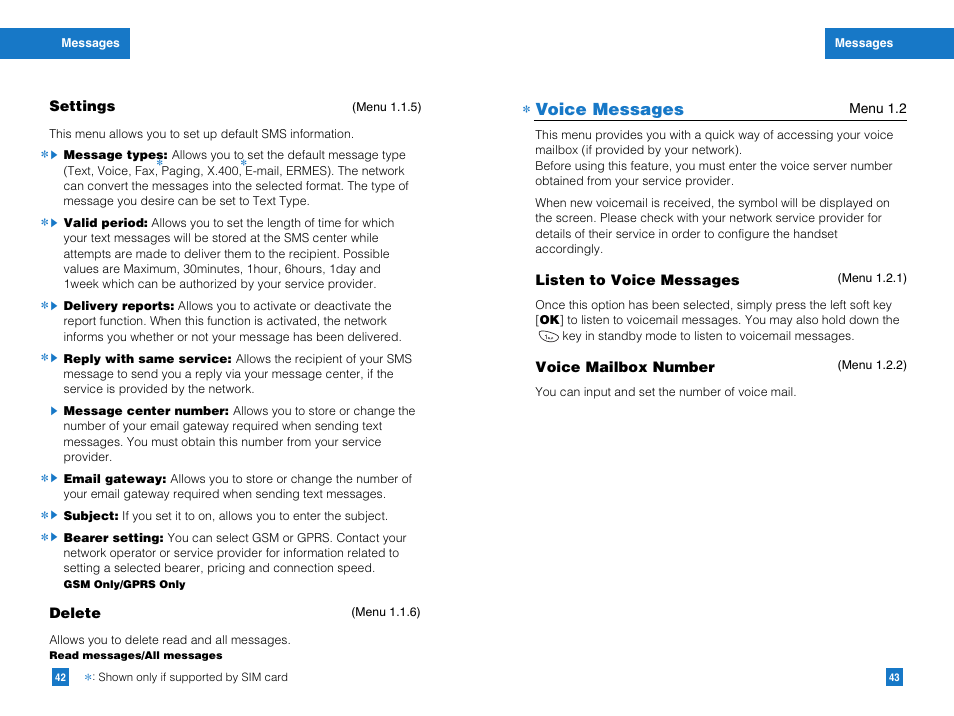 Voice messages | LG G4010 User Manual | Page 23 / 55