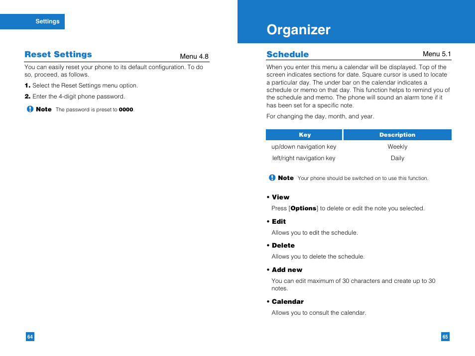 Organizer | LG G4010 User Manual | Page 34 / 55