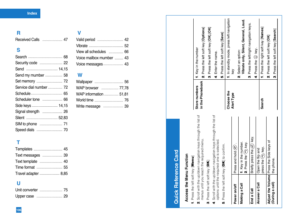 Quick reference card | LG G4010 User Manual | Page 55 / 55