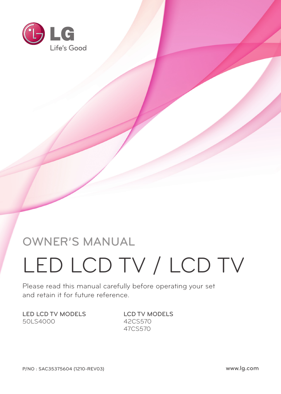 LG 50LS4000 User Manual | 80 pages