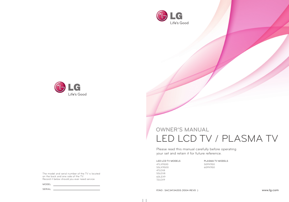 LG 60PK950 User Manual | 202 pages