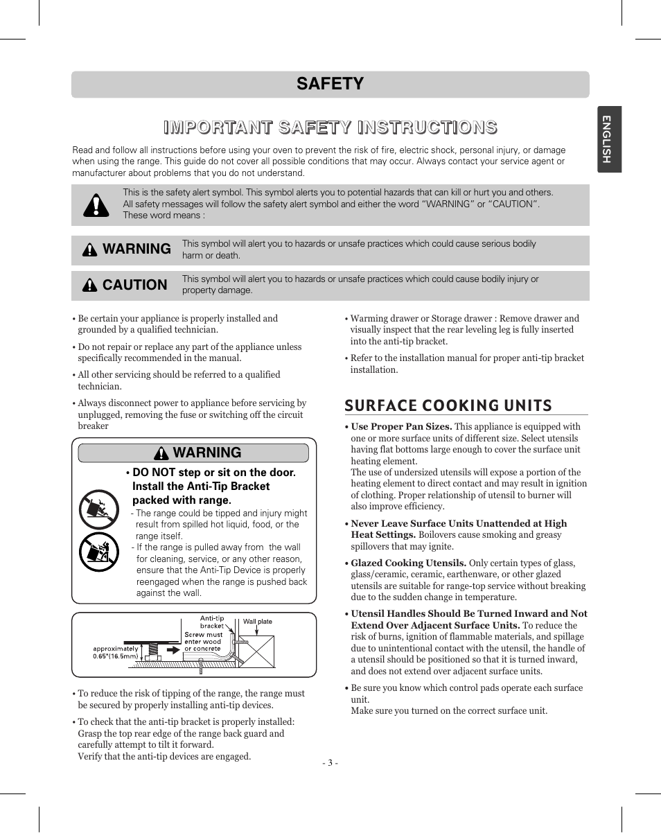 LG LRE3012SW User Manual | Page 3 / 35