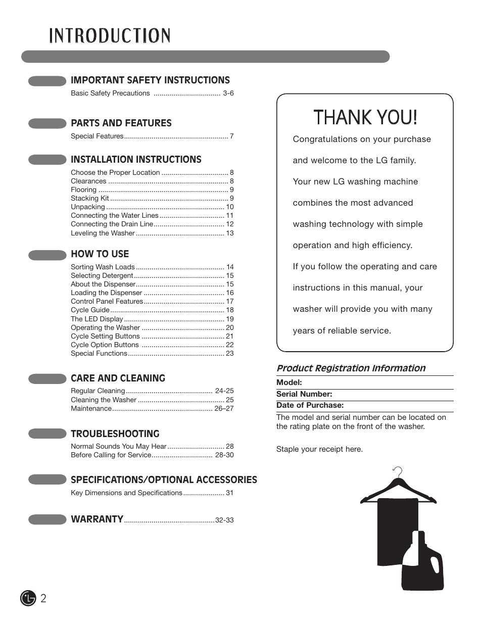 LG WM1355HR User Manual | Page 2 / 68