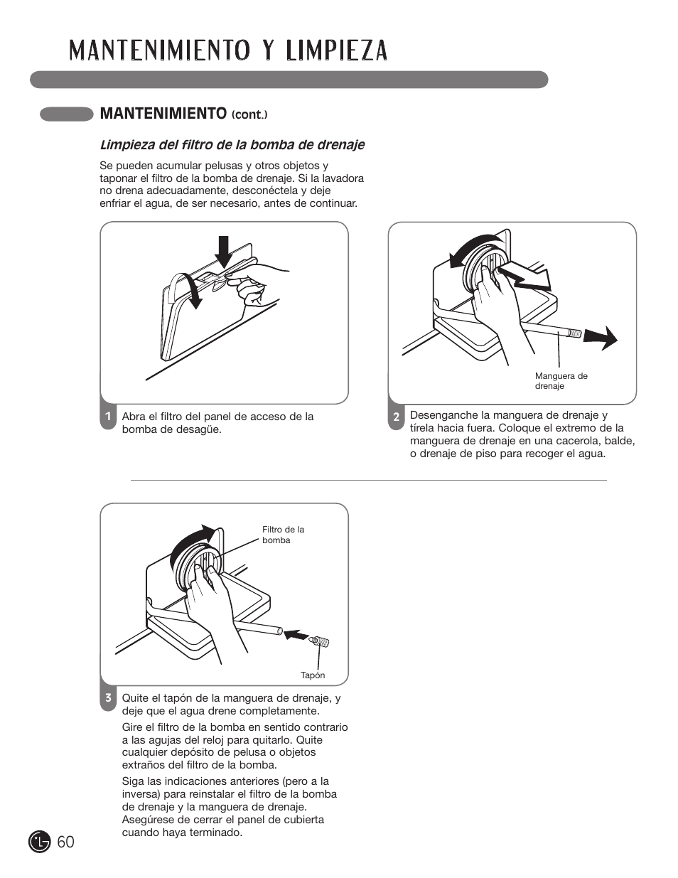 Mantenimiento | LG WM1355HR User Manual | Page 60 / 68