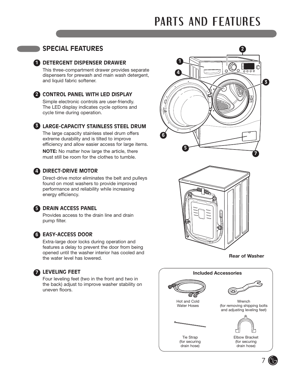 Special features | LG WM1355HR User Manual | Page 7 / 68