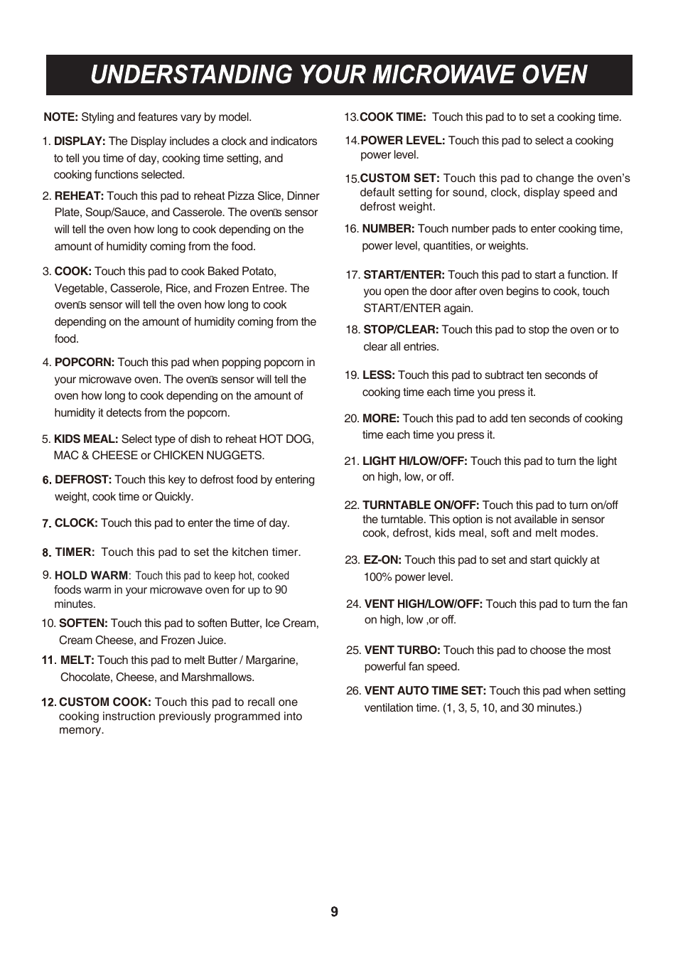 LG LMH2016SB User Manual | Page 9 / 32