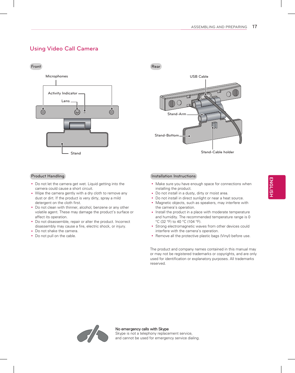 Using video call camera | LG 55EA9800 User Manual | Page 17 / 52