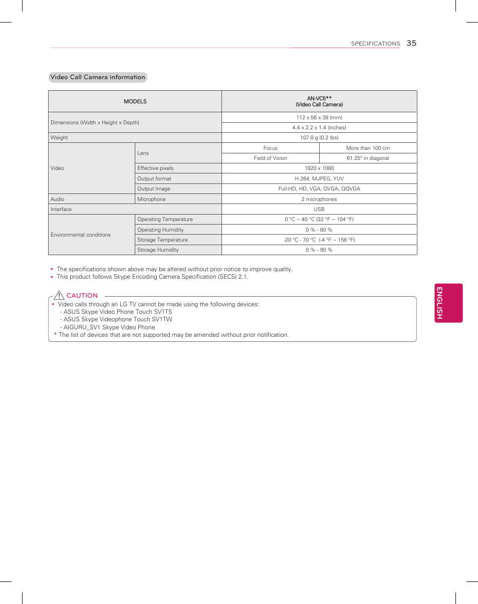 English | LG 55EA9800 User Manual | Page 35 / 52