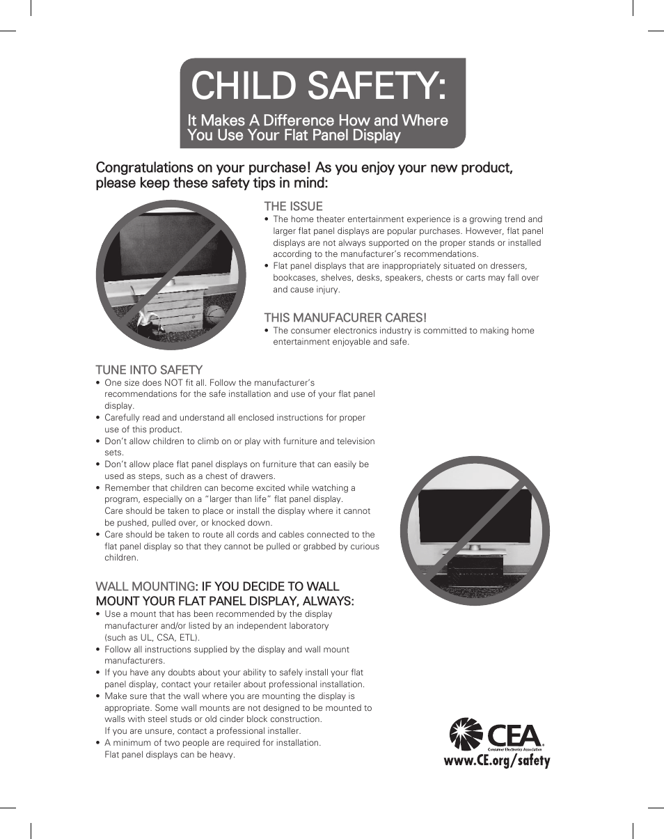 Child safety | LG 55EA9800 User Manual | Page 39 / 52
