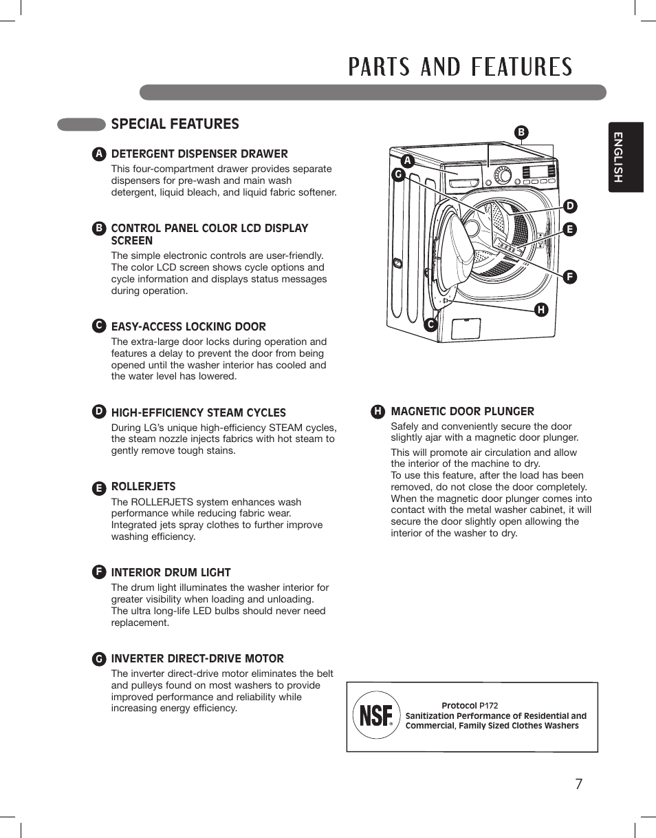 Special features | LG WM3885HCCA User Manual | Page 7 / 108
