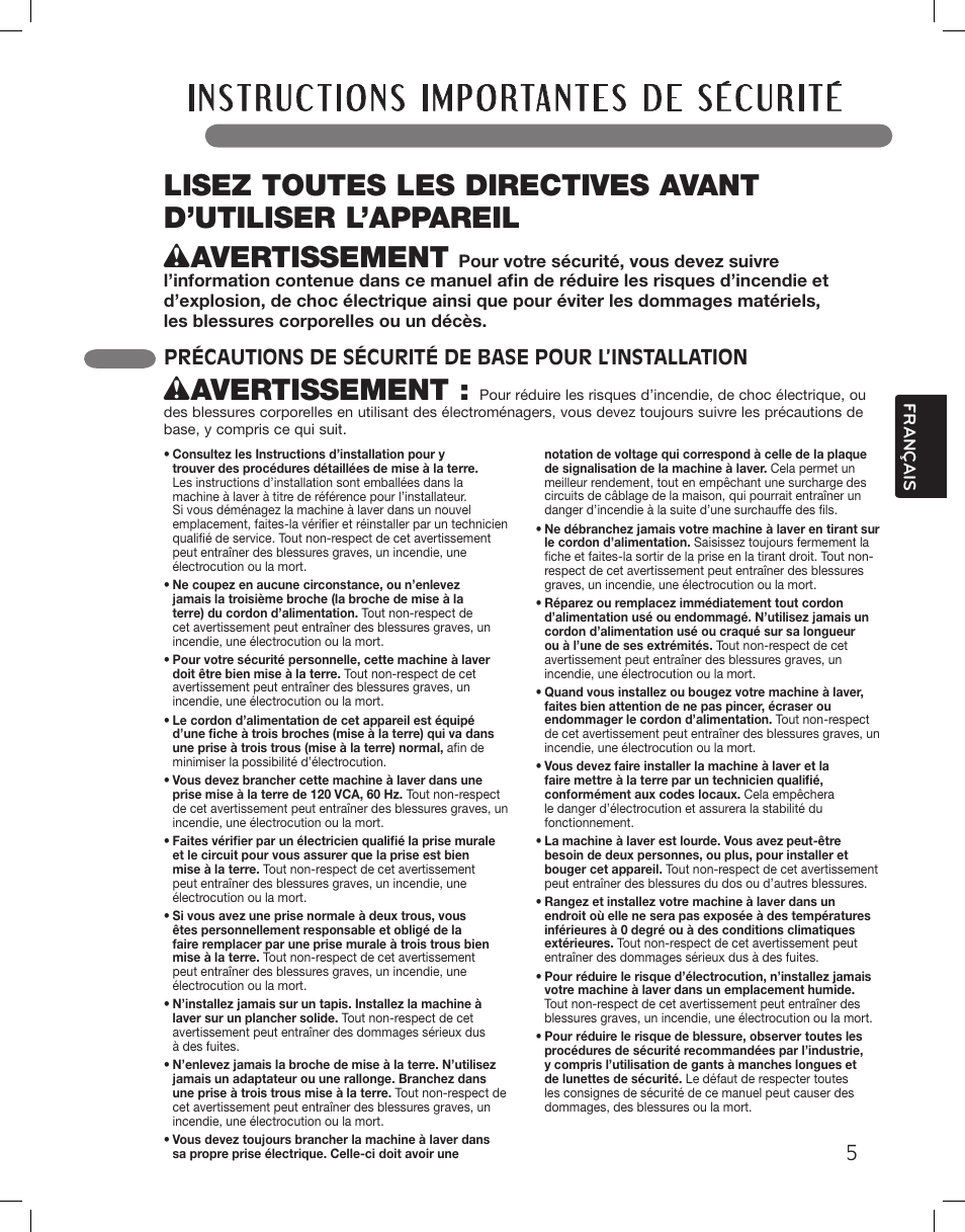 Wavertissement | LG WM3885HCCA User Manual | Page 77 / 108