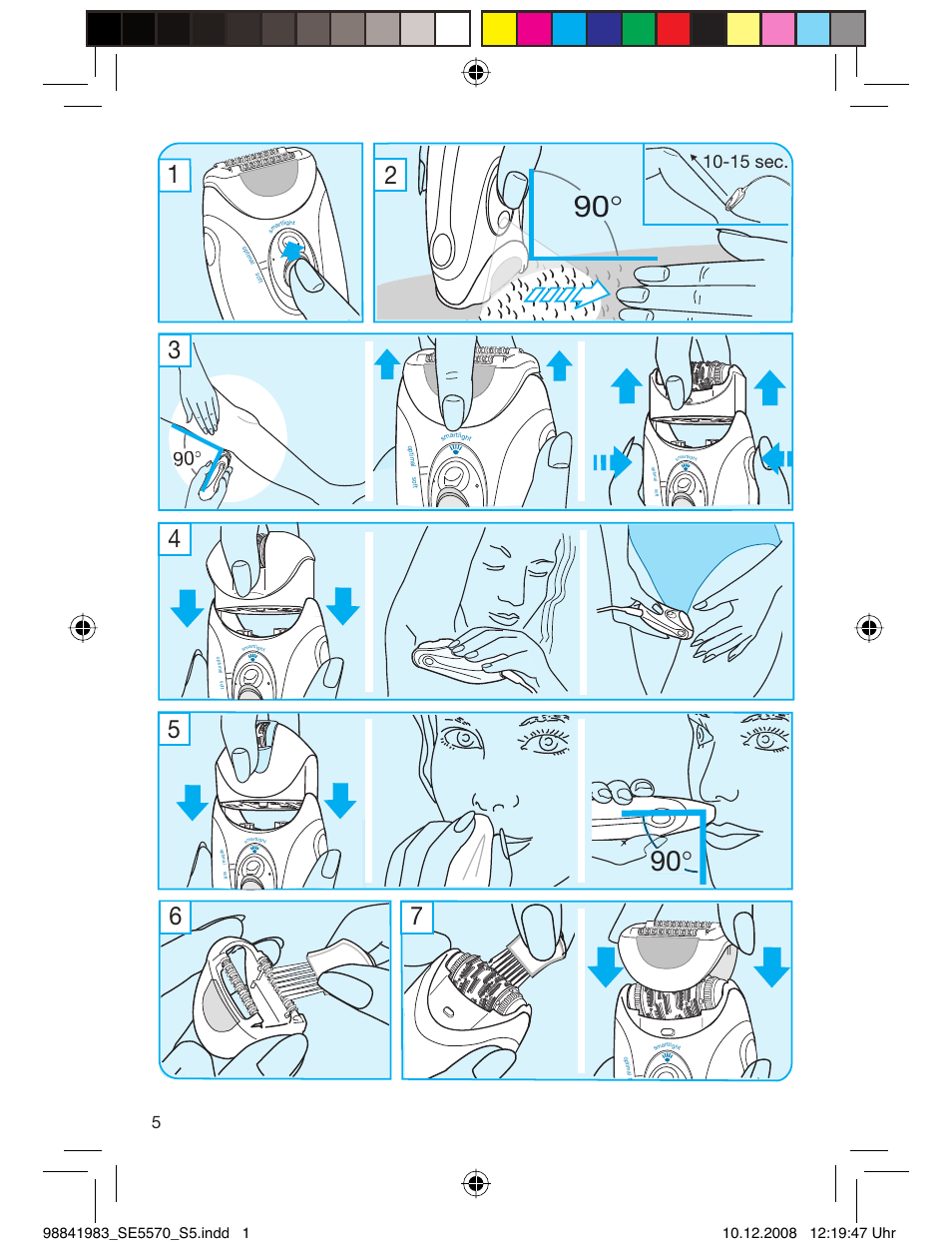 15 sec | Braun 5570 Silk-épil X'elle User Manual | Page 4 / 53