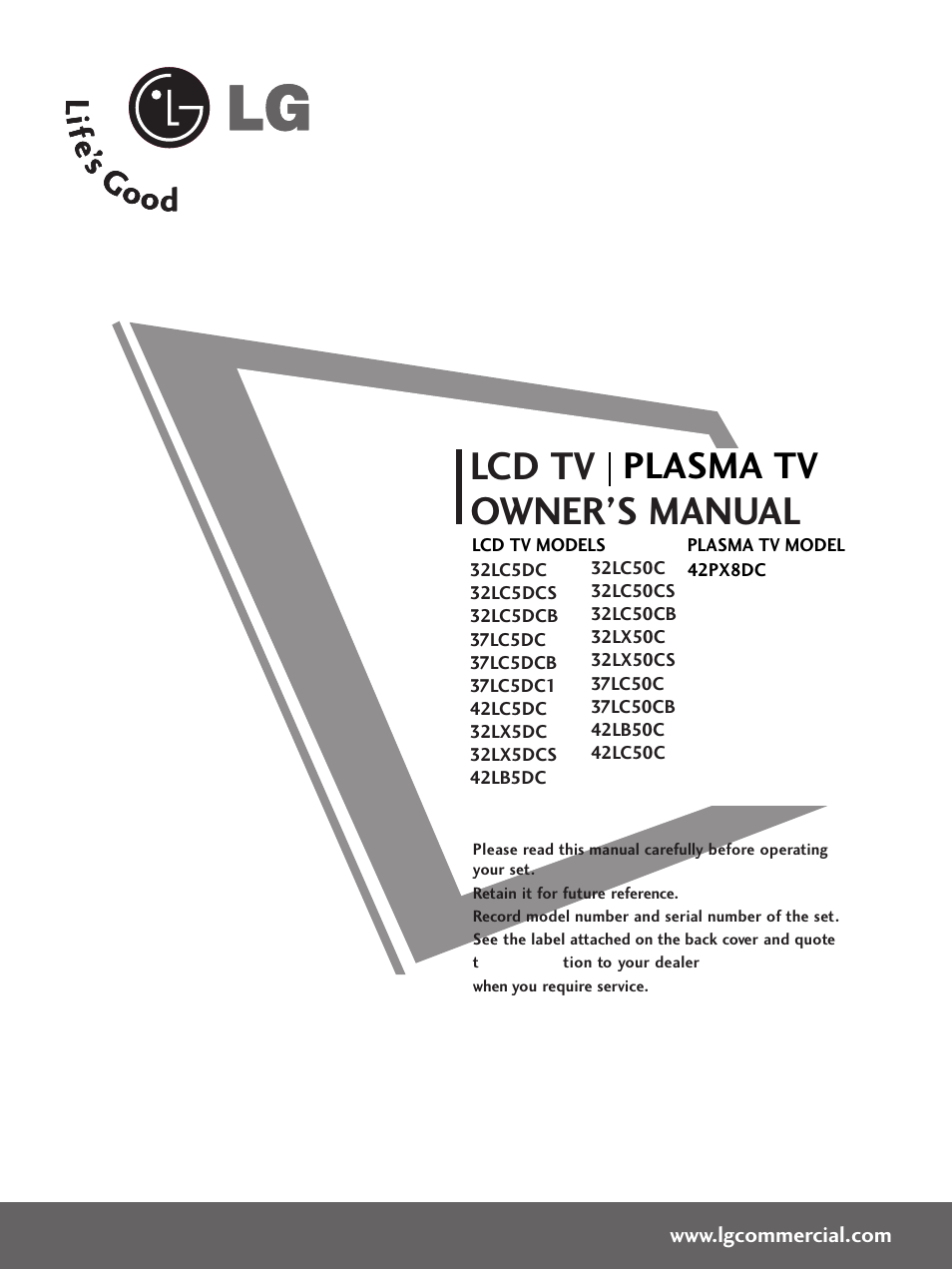 LG 37LC5DCB-UA User Manual | 90 pages