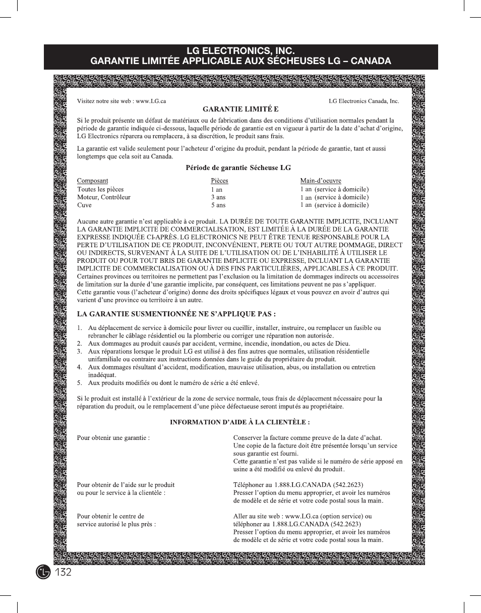 LG DLEX2801L User Manual | Page 132 / 132