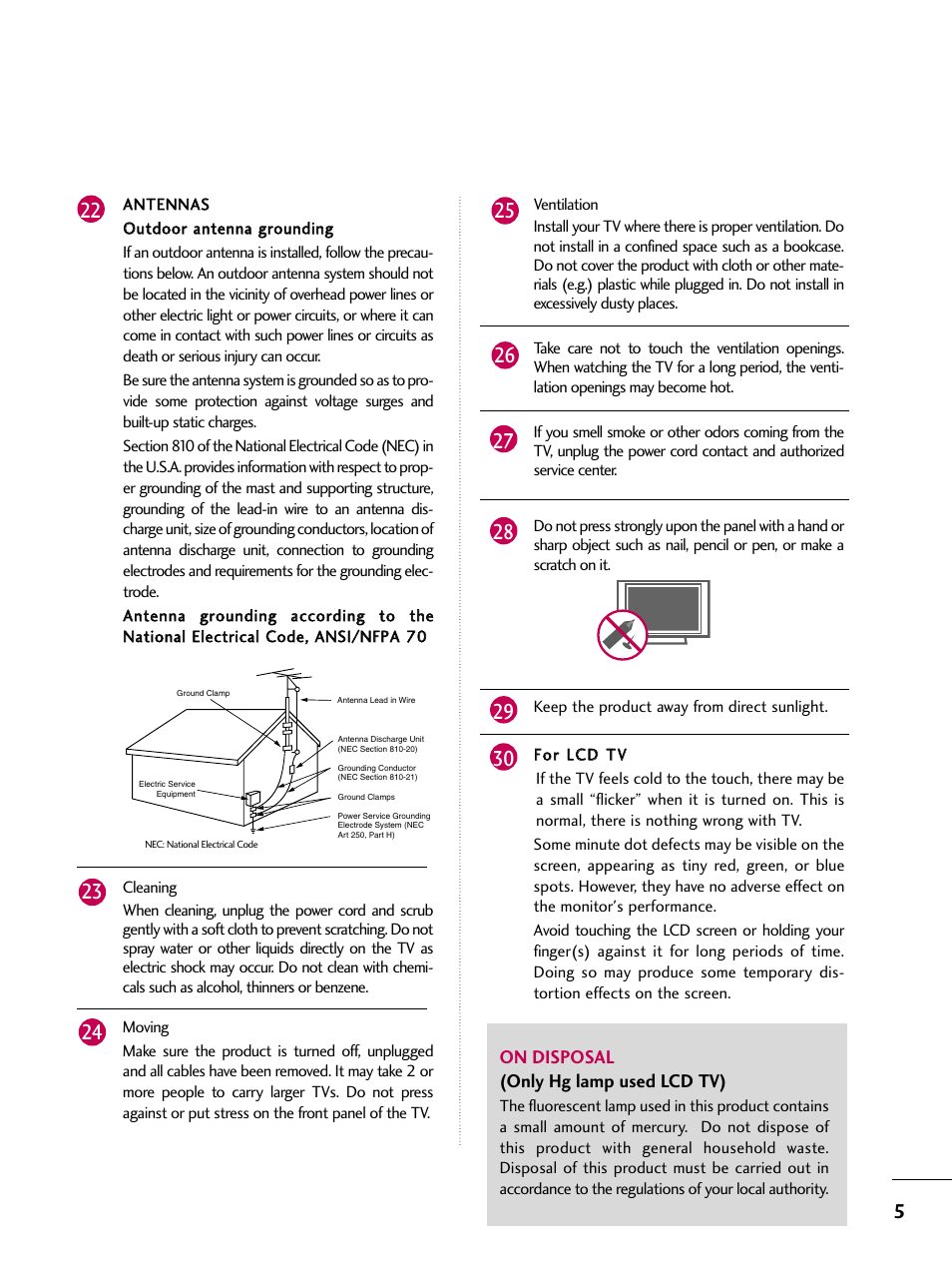 LG 19LD350 User Manual | Page 5 / 134