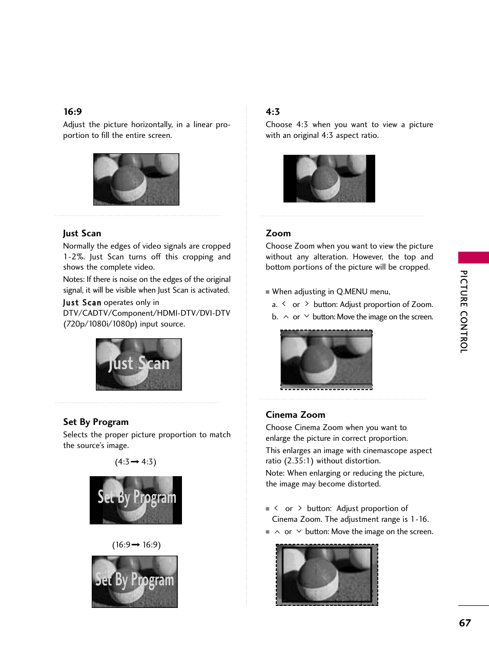 Just scan, Set by program | LG 19LD350 User Manual | Page 67 / 134