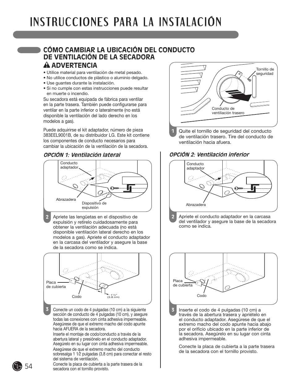 Advertencia | LG DLGX5966W User Manual | Page 54 / 88
