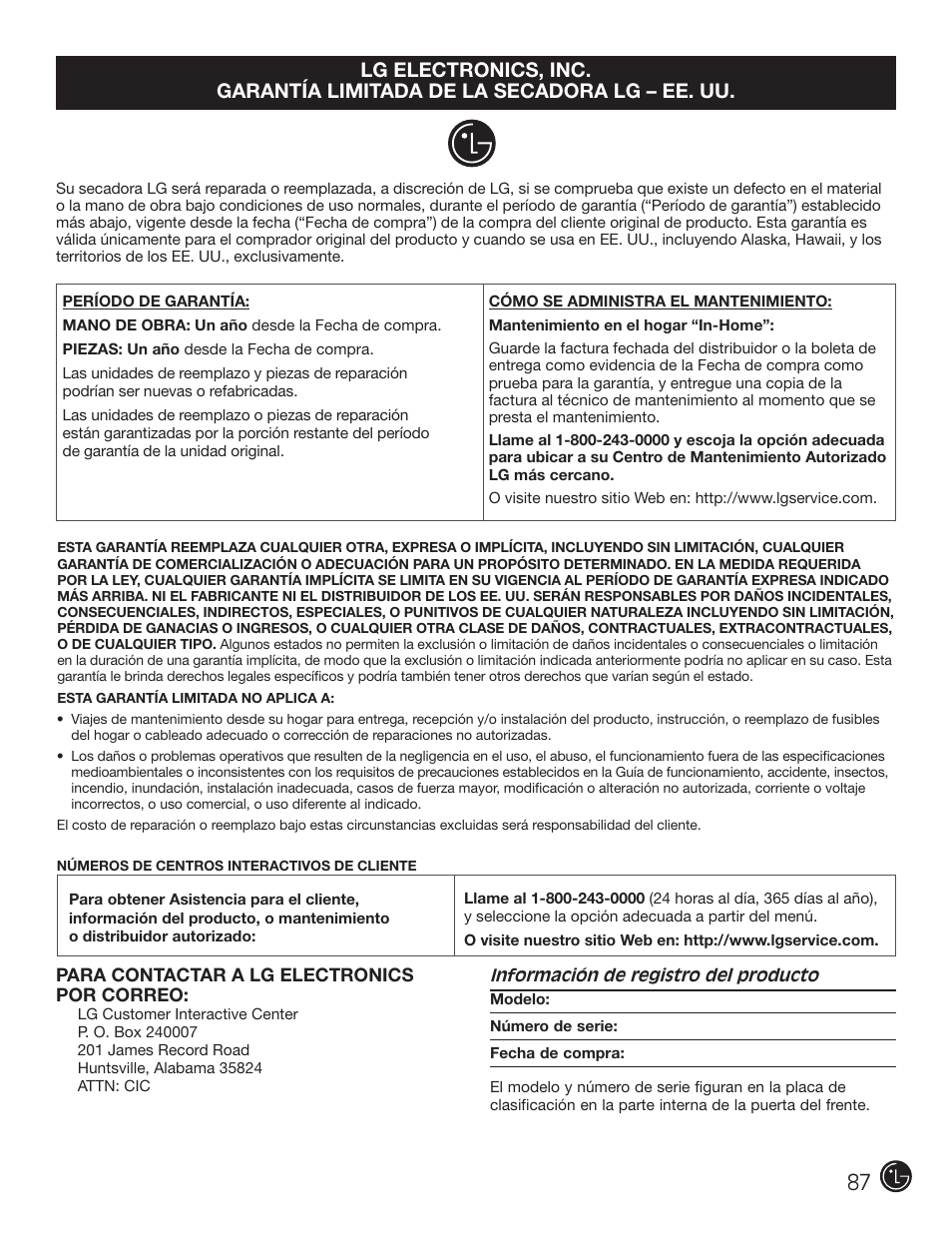 LG DLGX5966W User Manual | Page 87 / 88