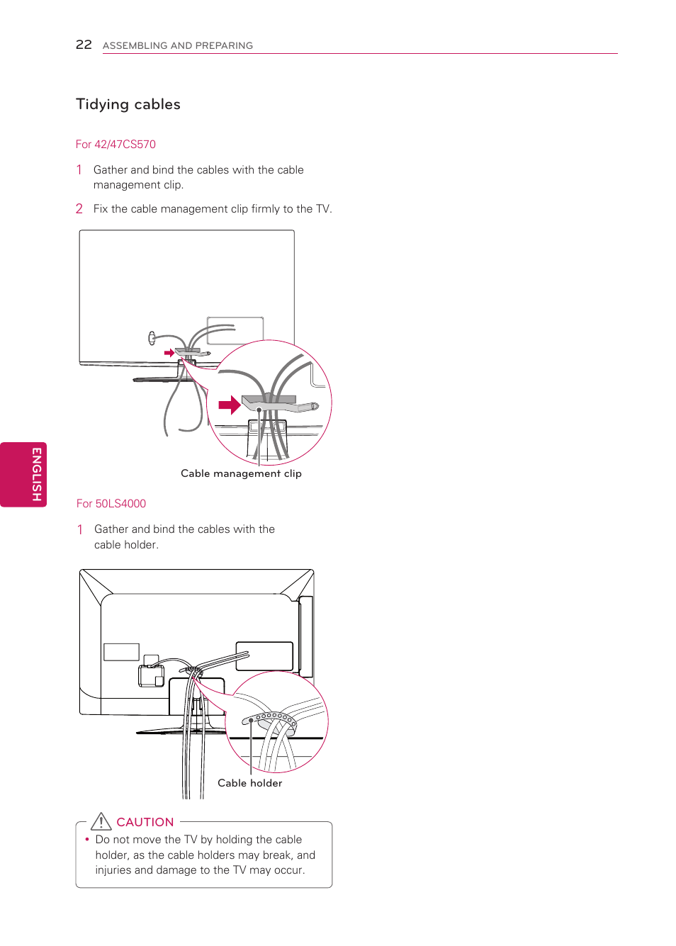 Tidying cables, See p.22) | LG 42CS570 User Manual | Page 22 / 79