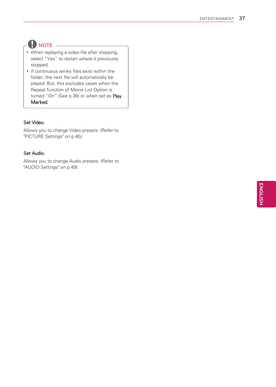 LG 42CS570 User Manual | Page 37 / 79