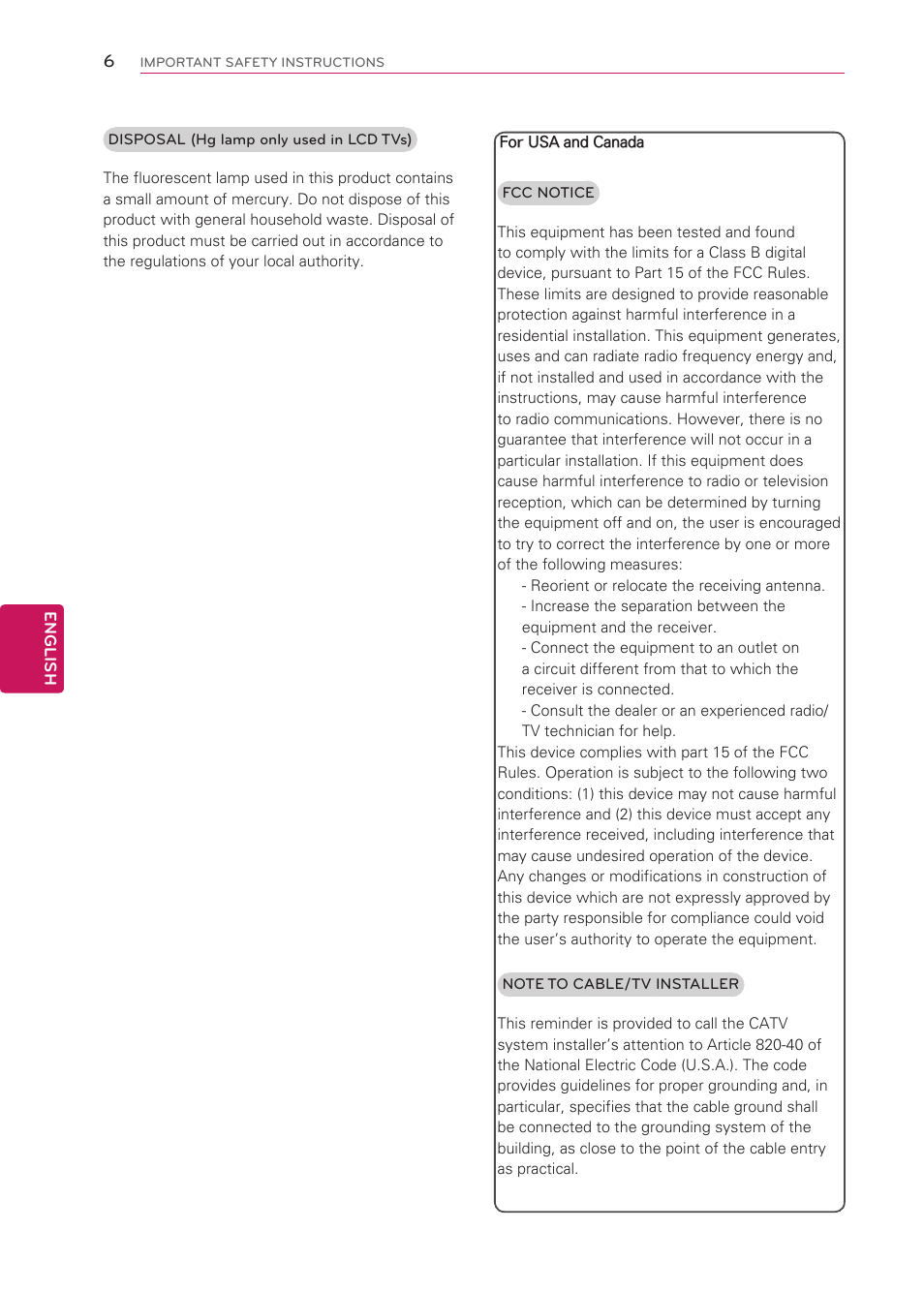 LG 42CS570 User Manual | Page 6 / 79