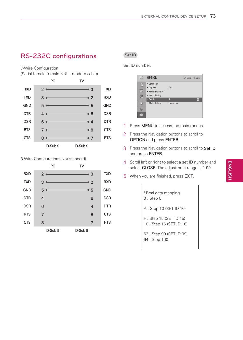 Rs-232c configurations | LG 42CS570 User Manual | Page 73 / 79