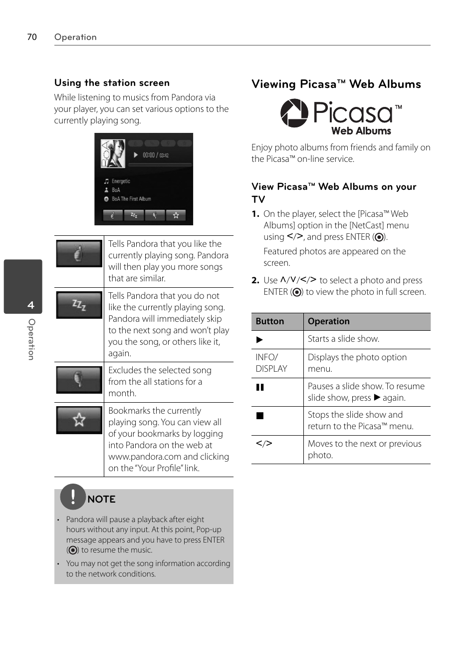 Viewing picasa™ web albums | LG BX580 User Manual | Page 70 / 96