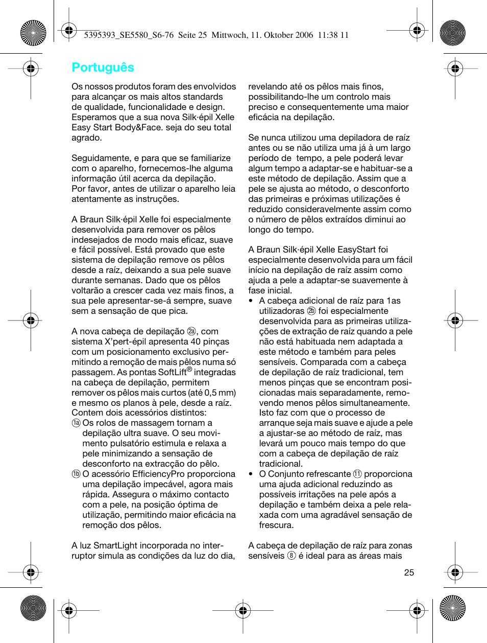 Português | Braun 5580 Silk-épil X'elle User Manual | Page 24 / 68