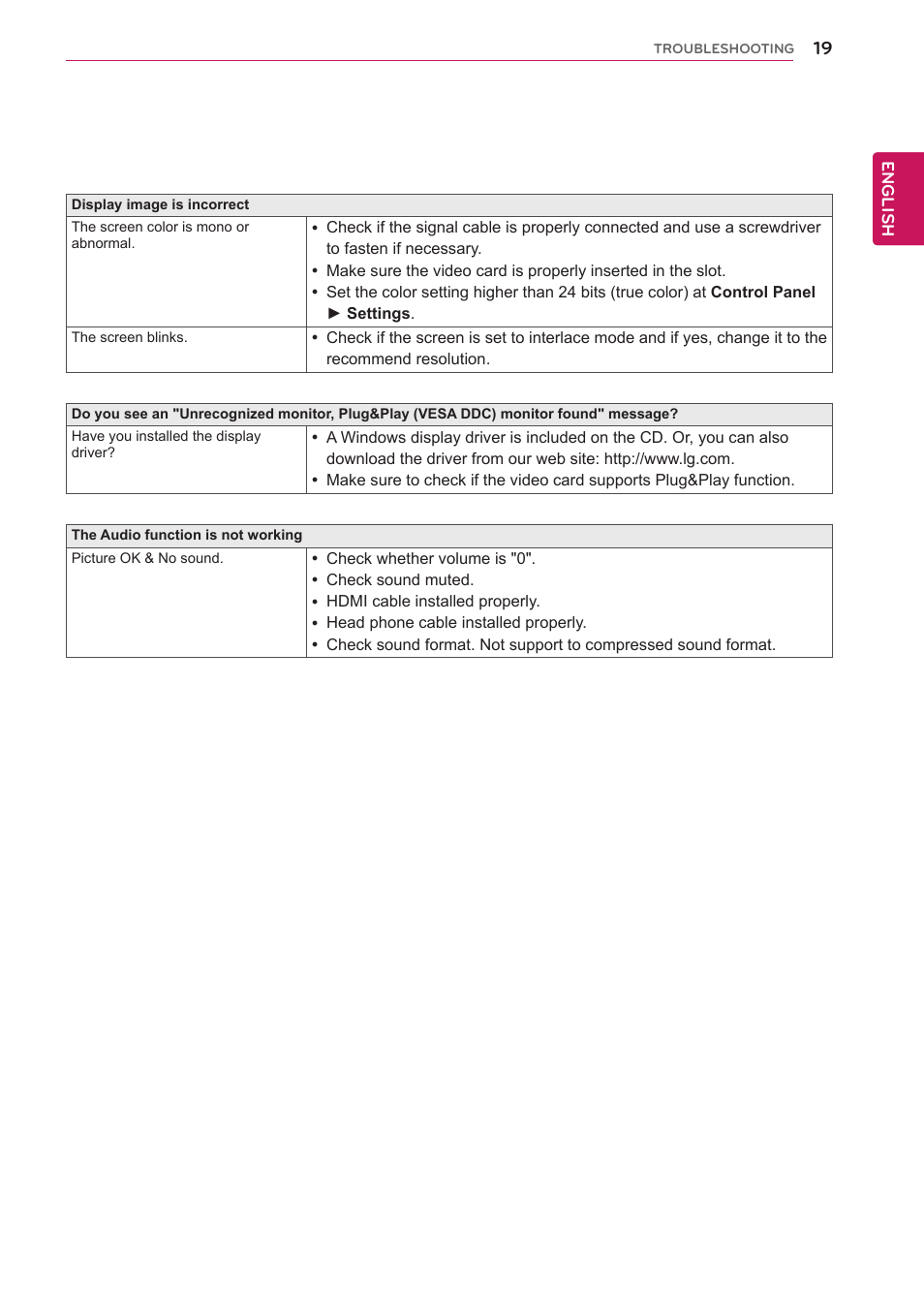 LG E2351T-BN User Manual | Page 19 / 30