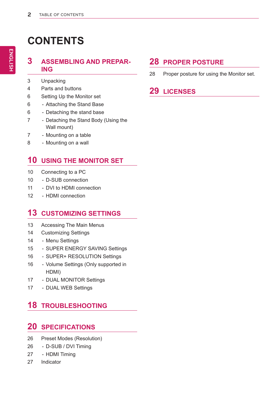LG E2351T-BN User Manual | Page 2 / 30