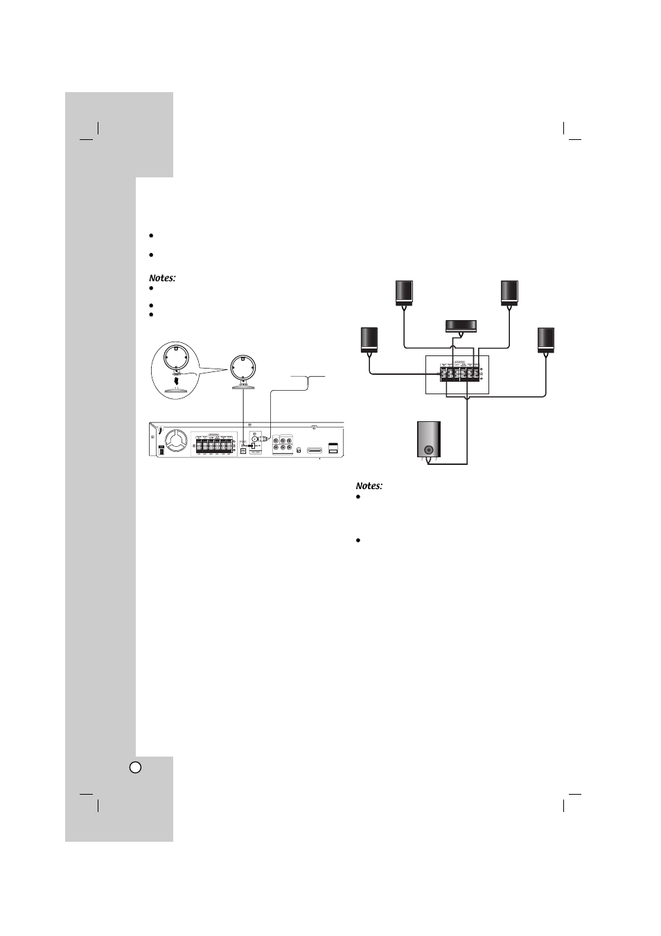 Antenna connection, Speaker system connection, Hdmi out | L - aux - r, Xm in i pod | LG LHT754 User Manual | Page 10 / 33