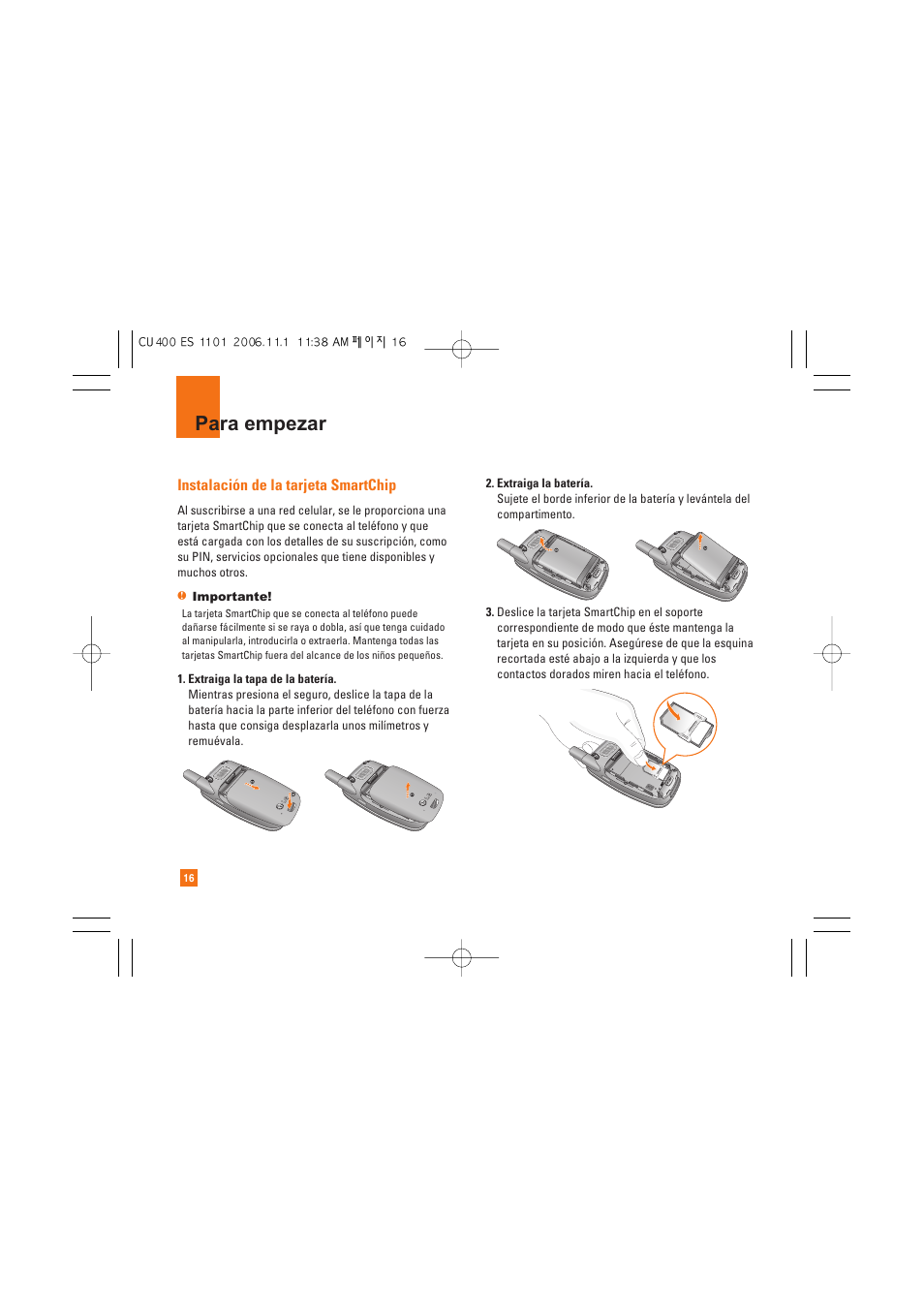 Para empezar | LG CU400 User Manual | Page 130 / 230