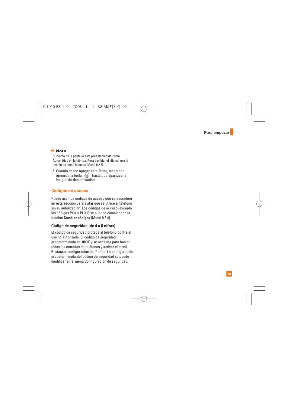 Códigos de acceso | LG CU400 User Manual | Page 133 / 230