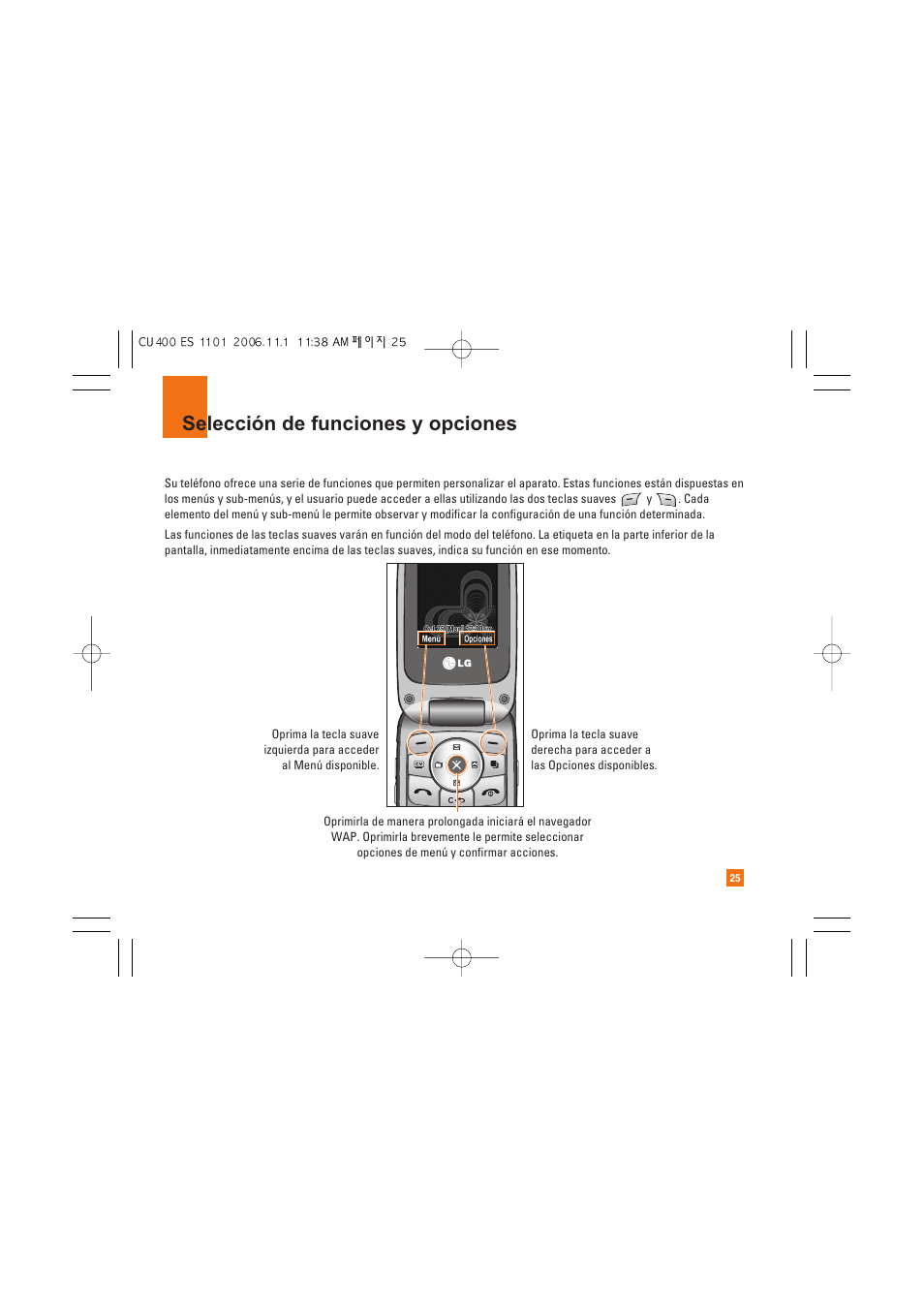 Selección de funciones y opciones | LG CU400 User Manual | Page 139 / 230