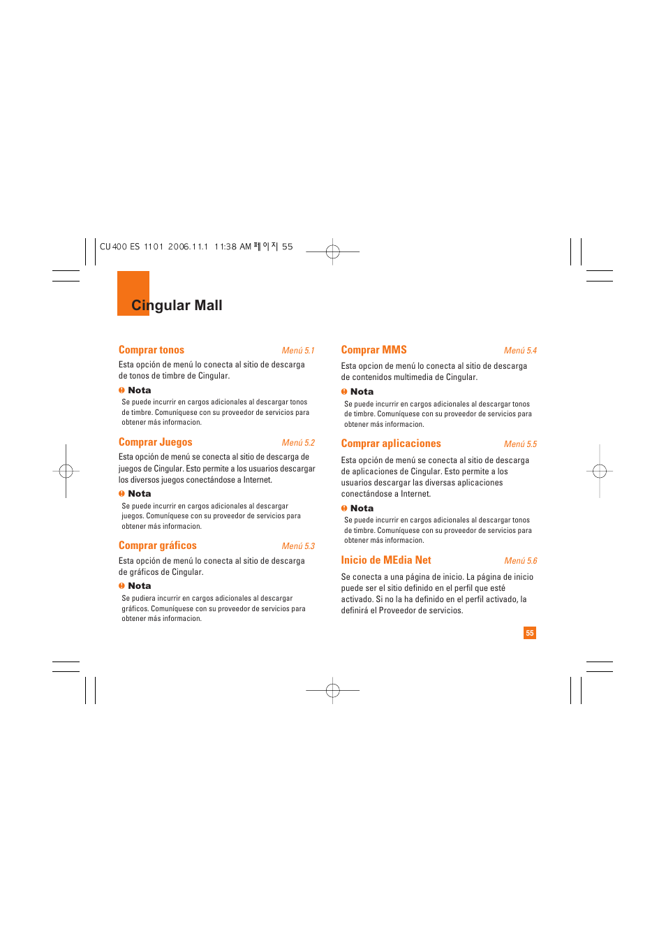 Cingular mall | LG CU400 User Manual | Page 169 / 230