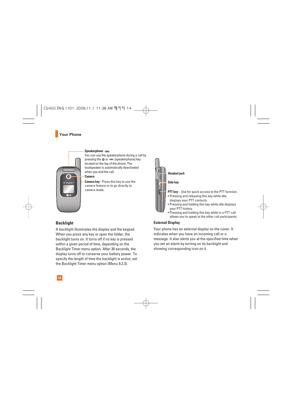 LG CU400 User Manual | Page 18 / 230