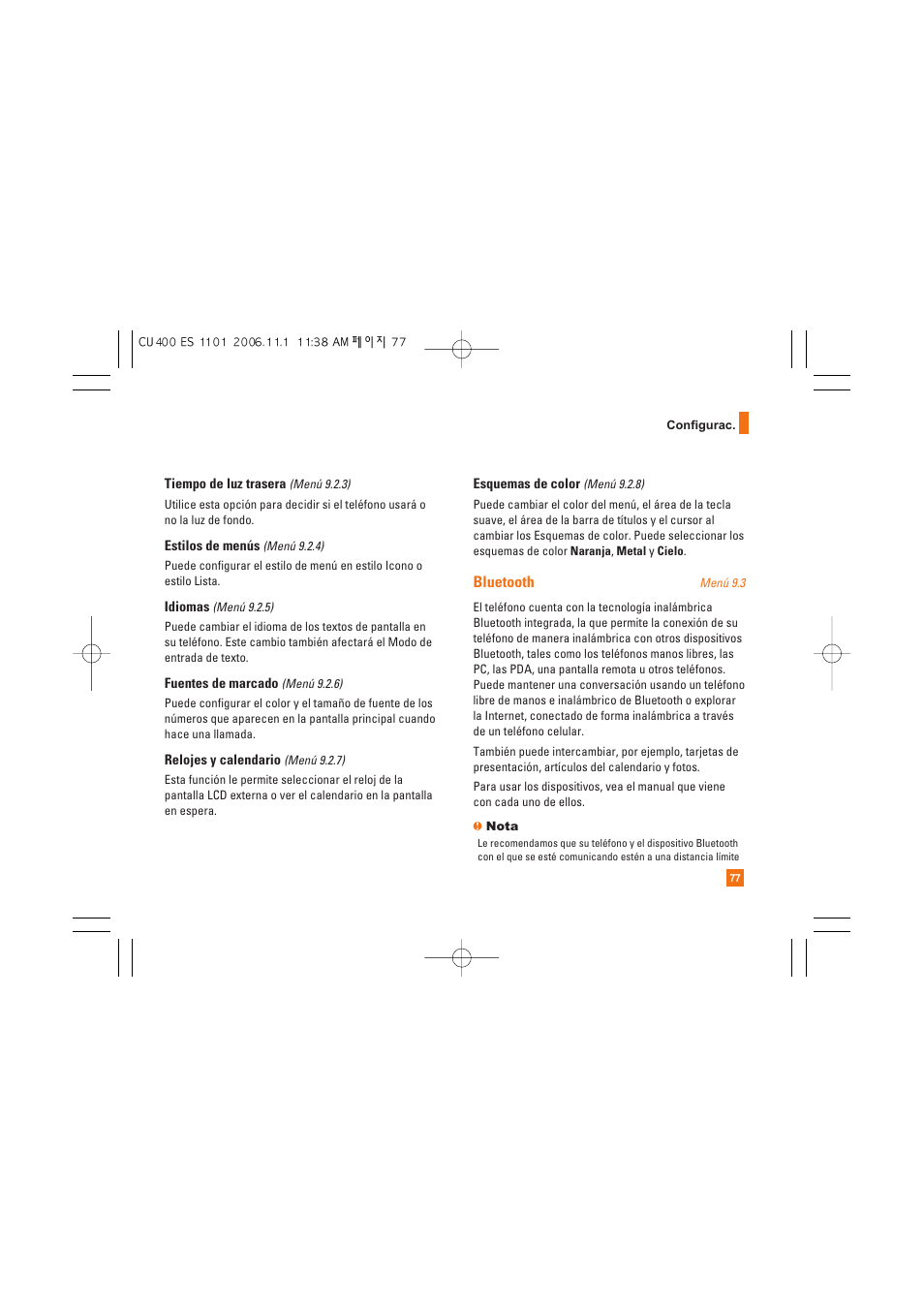 Bluetooth | LG CU400 User Manual | Page 191 / 230