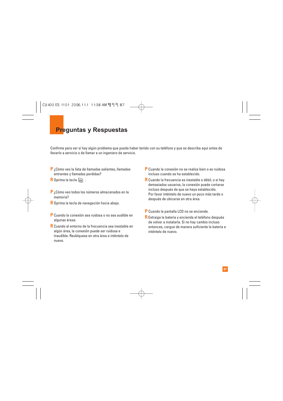 Preguntas y respuestas | LG CU400 User Manual | Page 201 / 230