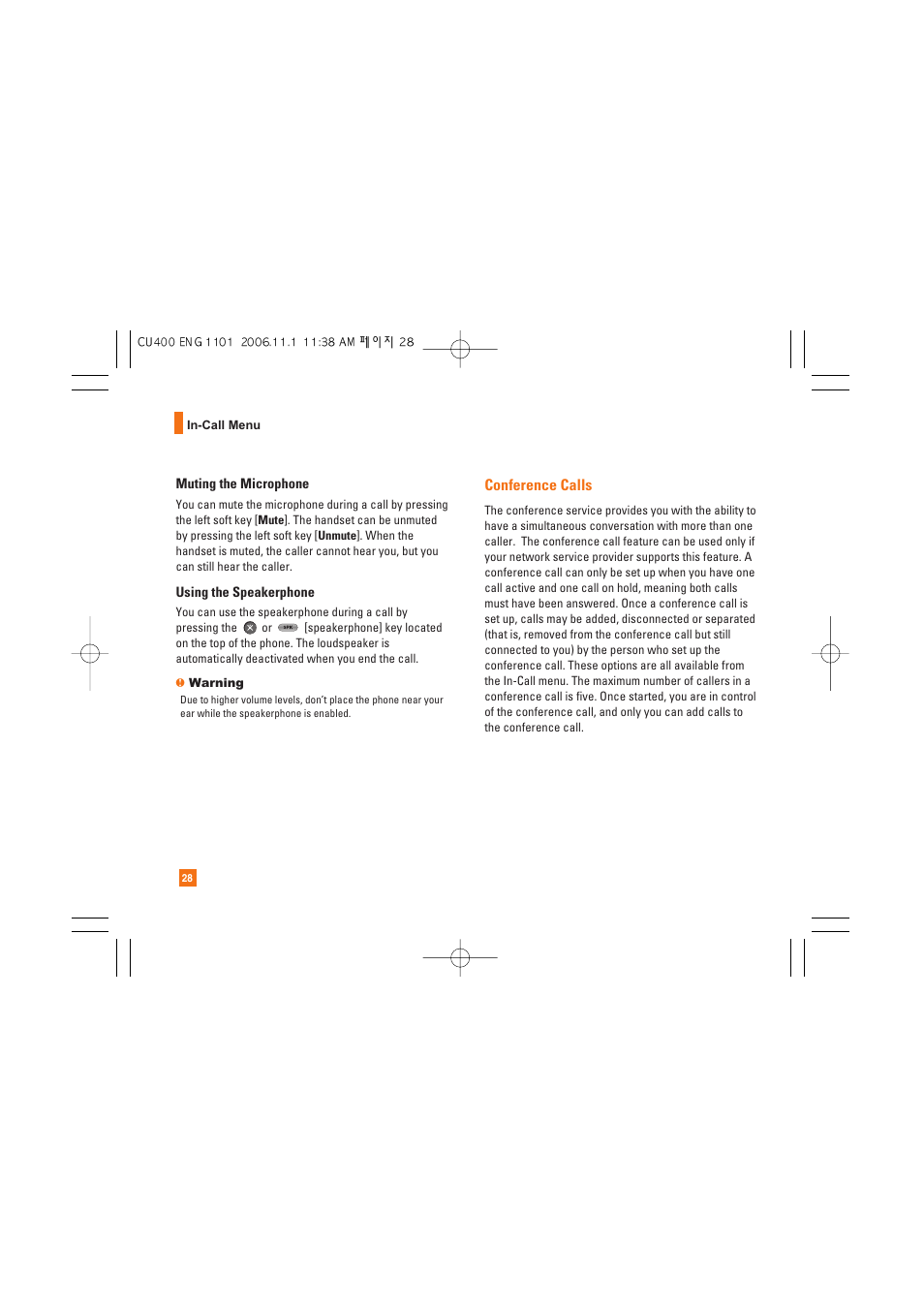 Conference calls | LG CU400 User Manual | Page 32 / 230