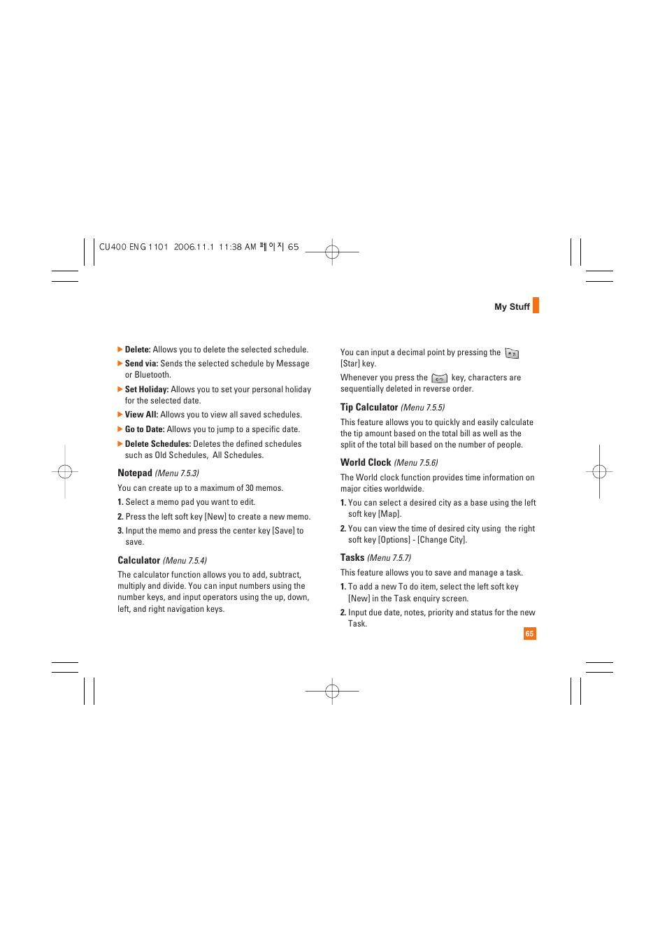 LG CU400 User Manual | Page 69 / 230