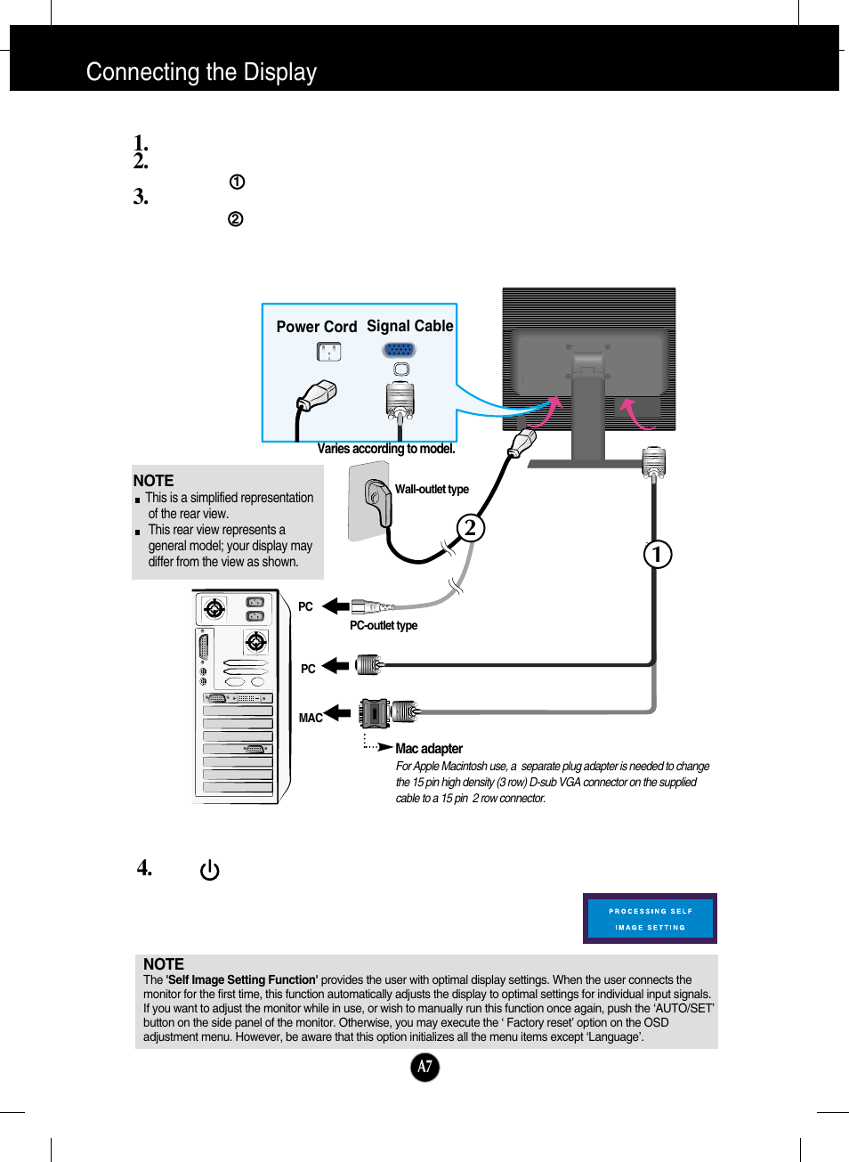 Connecting the display | LG L1718S-BN User Manual | Page 8 / 23