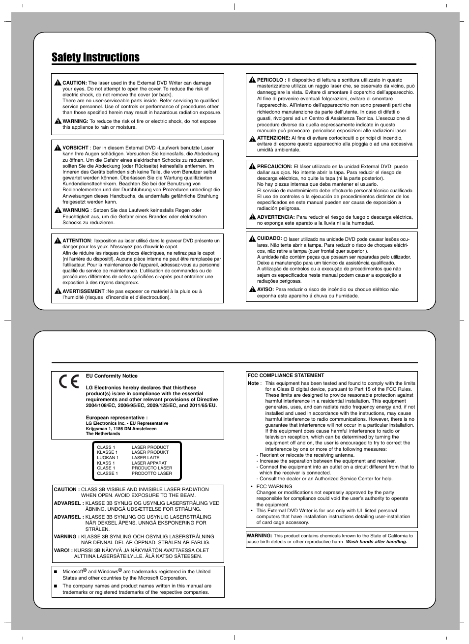 Safety instructions | LG GE24NU40 User Manual | Page 4 / 4