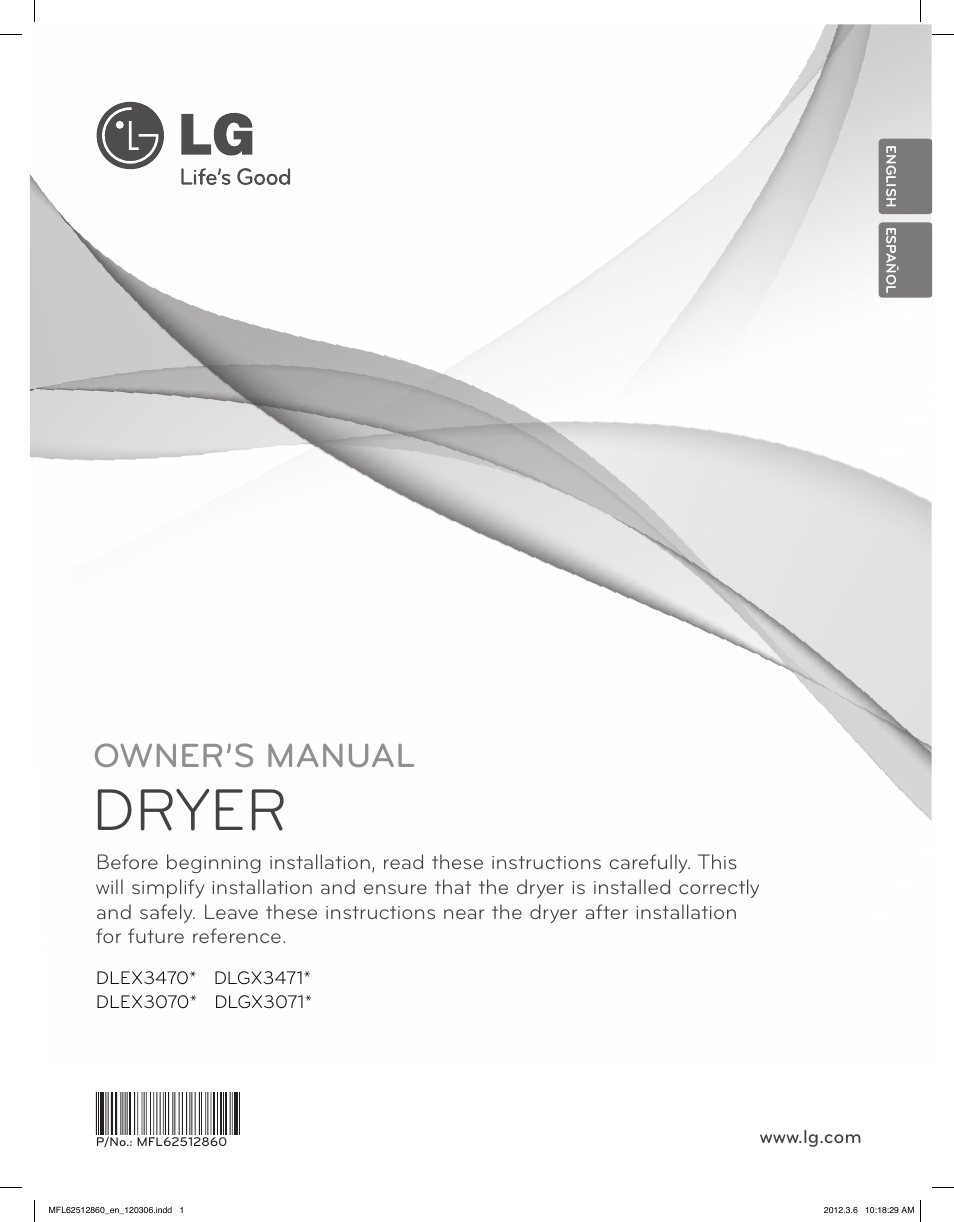 LG DLEX3070R User Manual | 96 pages