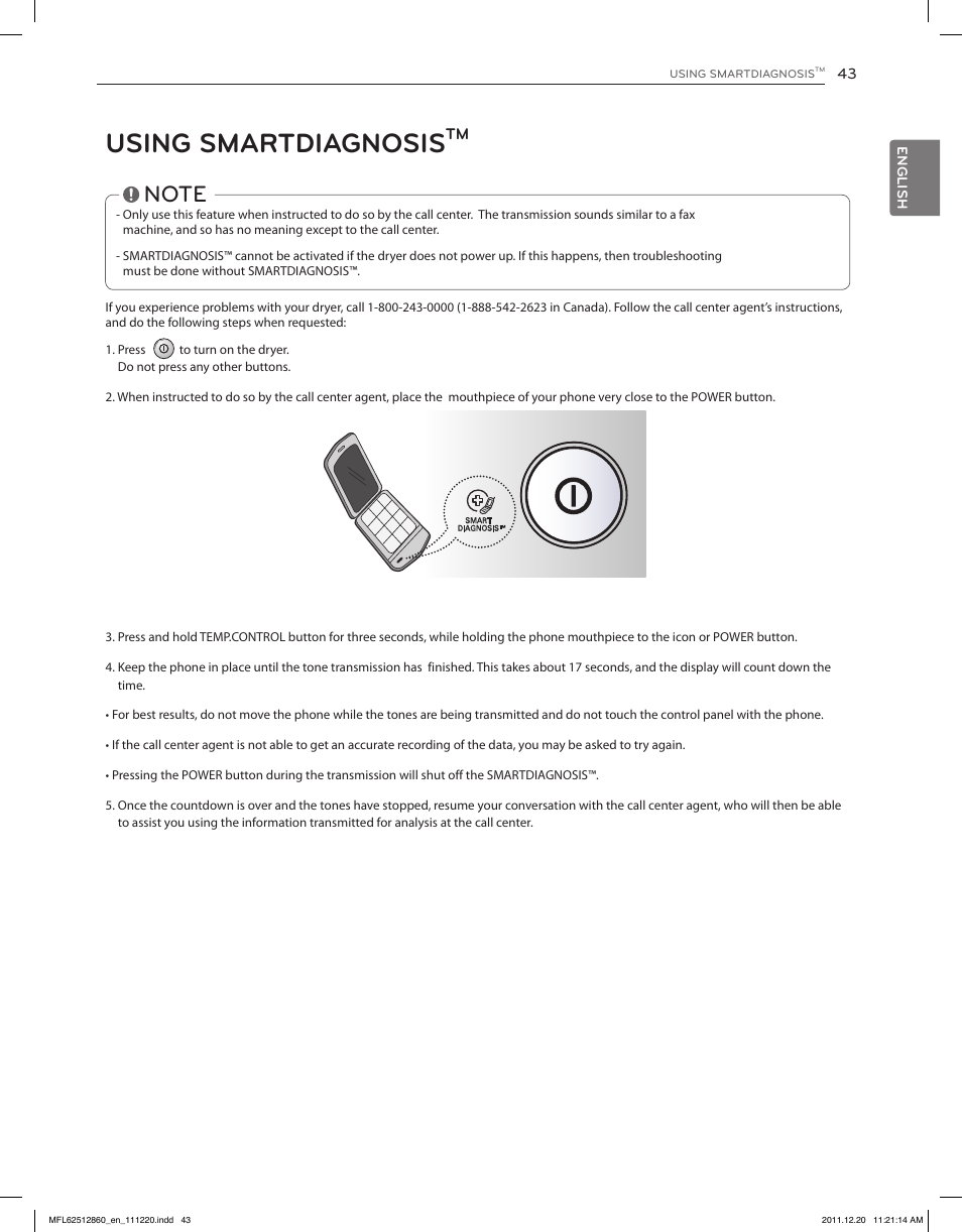 Using smartdiagnosis | LG DLEX3070R User Manual | Page 43 / 96