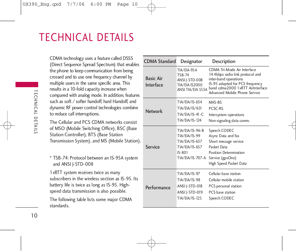 Technical details | LG UX390 User Manual | Page 10 / 105