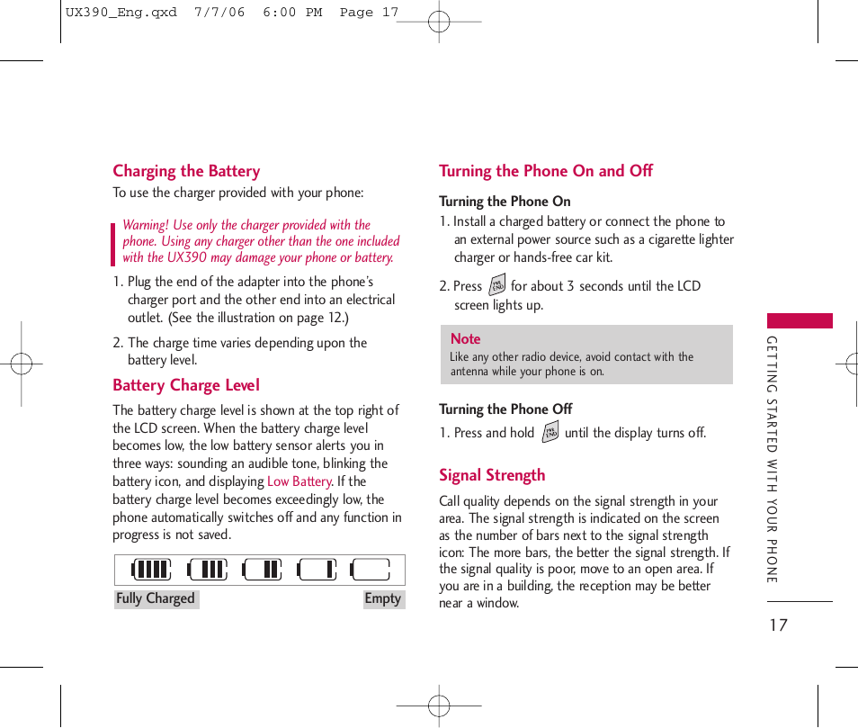 LG UX390 User Manual | Page 17 / 105