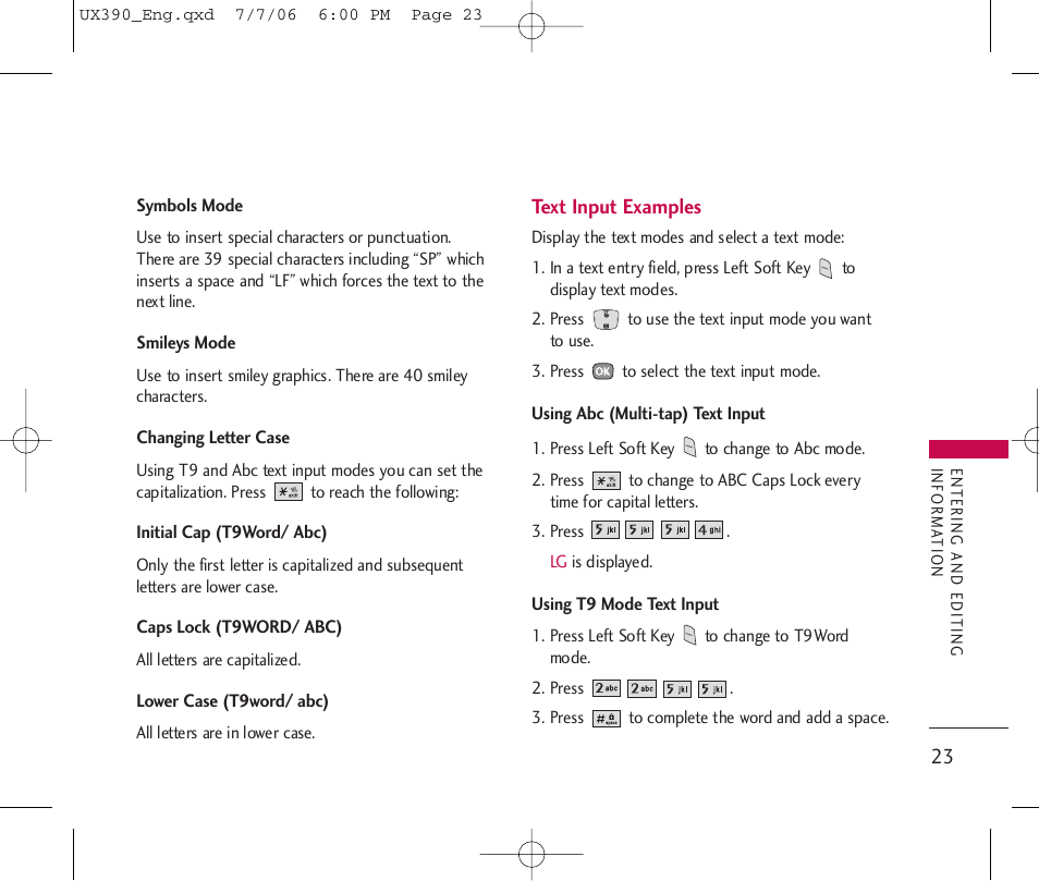 LG UX390 User Manual | Page 23 / 105