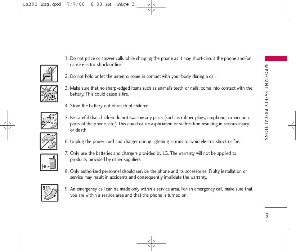 LG UX390 User Manual | Page 3 / 105