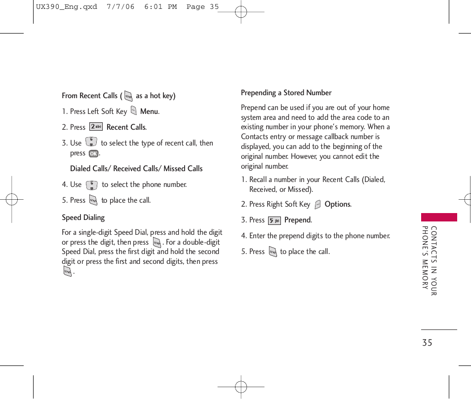 LG UX390 User Manual | Page 35 / 105