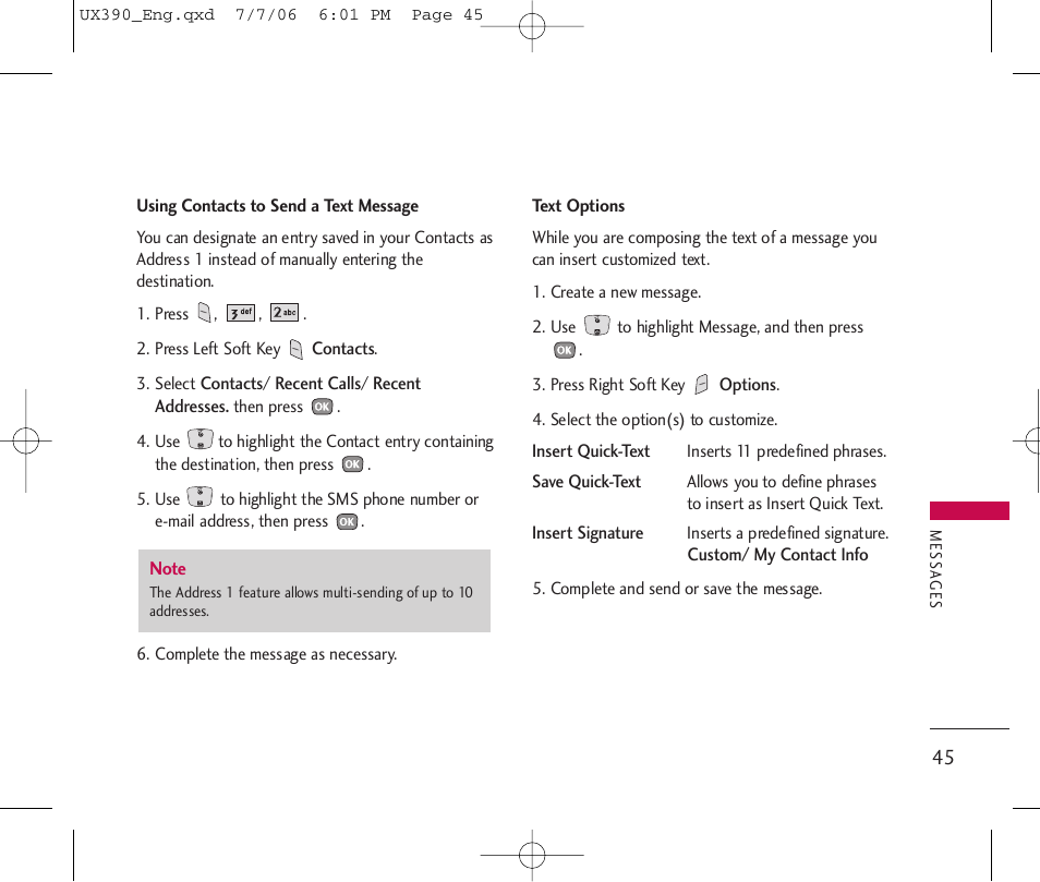 LG UX390 User Manual | Page 45 / 105